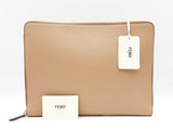 Fendi Essentials & Document Pouch In Dark Honey Vitello King Leather Fw00626crdu