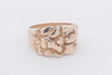 14k Yellow Gold Nugget Ring With Small Diamond 12 Grams Size 10 Eb0326orxsa