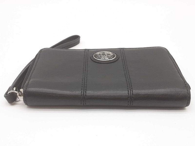 Coach Black Leather Wristlet Zipper Wallet Do0525wxde