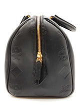 Mcm Ella Maxi Monogram Embossed Black Leather Boston Crossbody Bag Do0925ixzde
