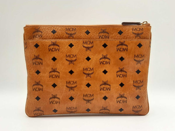 Mcm Medium Pouch Pocket In Cognac Visetos Monogram Coated Canvas Fw0125crdu