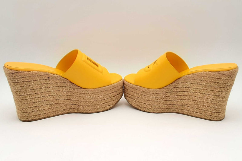 Dolce & Gabbana Leather Platform Espadrille Wedges Size 40 Eb1024lorsa