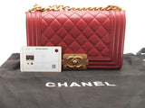 Chanel Mini Boy Bag Quilted Lamb Skin Red Handbag Aa0426ezxsa