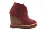 Stella Mccartney Leana Faux Suede Burgundy Wedges Size 40 Eb0925exde