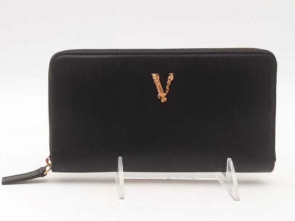 Versace Zip Around Leather Wallet Black Aa1025crsa
