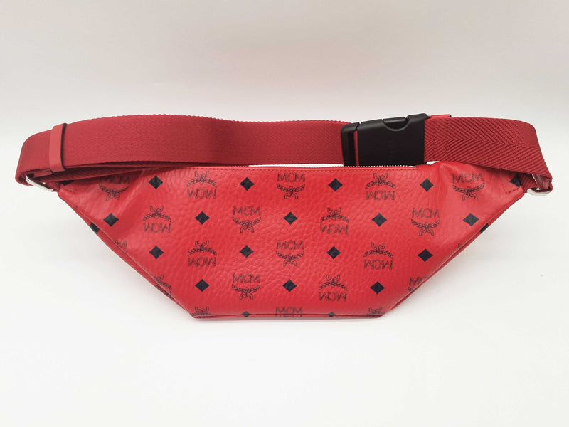 Mcm Fursten Candy Red Visetos Coated Canvas Belt Bag Do0925crde