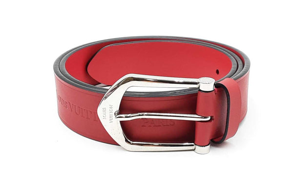 Louis Vuitton Paris Maison Fondee En 1854 Red Leather Belt Eb1224lrxdu