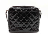 Chanel Square Camera Bag In Diamond-quilted Black Patent Leather Fw0526pezdu