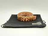 Moschino Pink Leather Belt With Gold Tone Lettering Logo Buckle Fw1224crsa