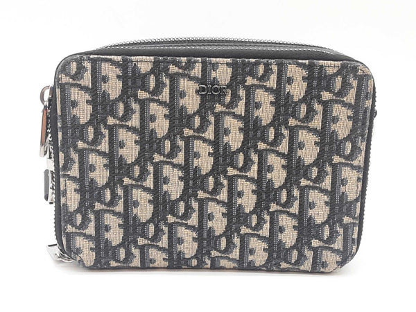 Christian Dior Zipped Pouch With Strap Dior Oblique Jacquard Sd0725czxde