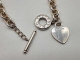 Tiffany & Co. 0.925 Silver 74.5g Heart Charm Cable Chain 15 In Do1224lrxde