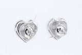 1.28ctw Diamond Stud Heart Screwback Earrings In 10k White Gold 3.5g Eb1225orrdu