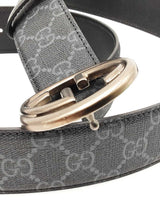 Gucci Interlocking G Buckle & Black Gg Supreme Coated Canvas Belt Fw0725ozxdu