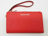Michael Kors Red Leather Double Zip Bifold Wristlet Tech Wallet Do1025lrde