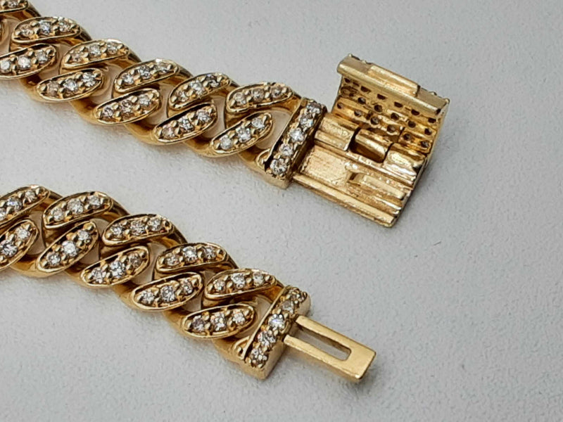 Approx 7.76 Ctw Diamonds 10k Yg 55.0g Solid Cuban Chain 22 In Do0924lixzde