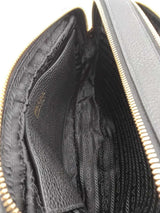 Prada Vitello Daino Black Leather Double Zip Camera Crossbody Bag Eb1026sxzsa