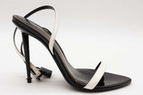 Tom Ford Black & White Patent Leather Padlock Pointy Sandals Sz 36.5 Eb1225oxzde