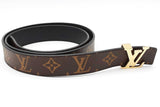 Louis Vuitton Monogram Reversible Belt With Lv Gold Tone Buckle Eb1125lordu