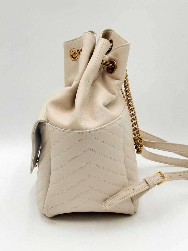 Yves Saint Laurent Joe "Vintage White" Lambskin Leather Backpack Fw0924erxdu