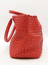 Bottega Veneta Red Intrecciato Leather Cabat Tote Bag Eb0326lwxzde