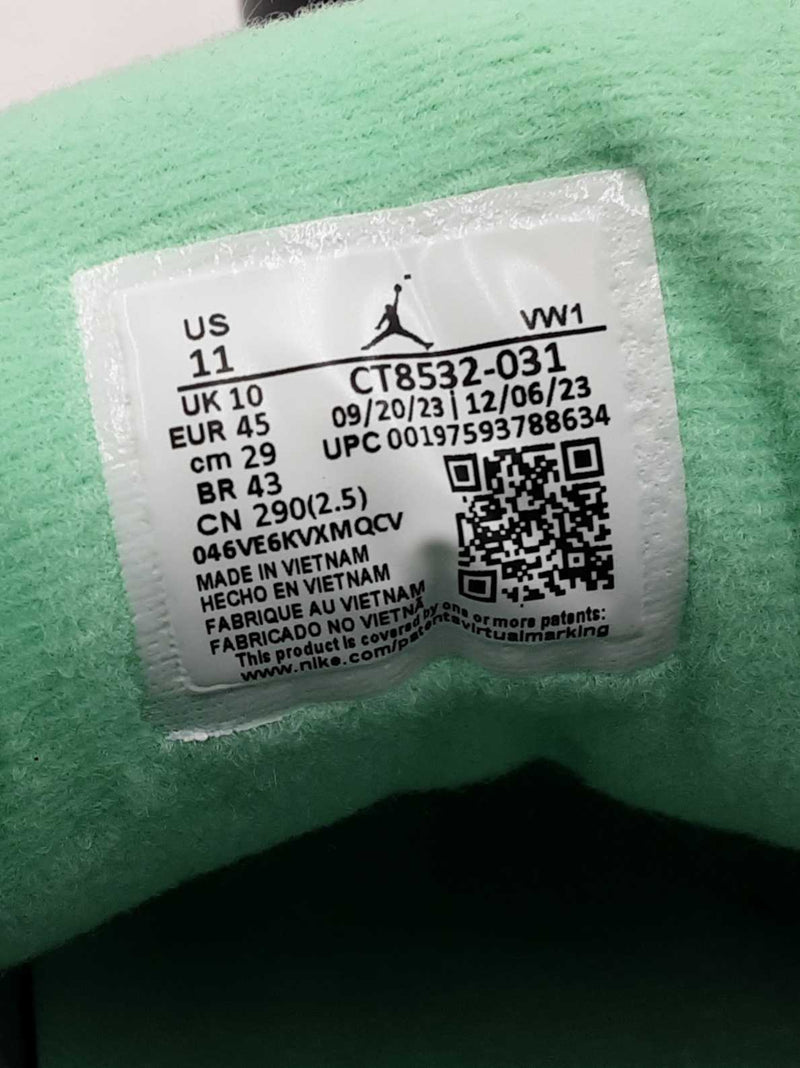 Nike Air Jordan 3 Retro "Green Glow" Black Leather Sneakers Size 11 Fw0825ezdu