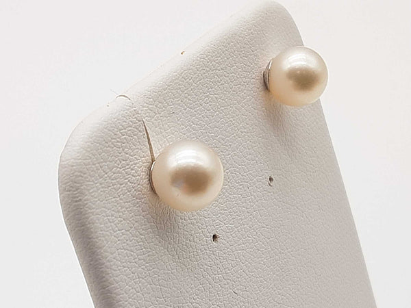 White Pearl 14k White Gold 0.6g Rubber Back Stud Earrings Do0925lrde