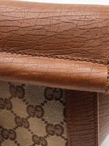Gucci Gg Monogram Canvas Bamboo Bullet Satchel Bag Eb1225lerdu