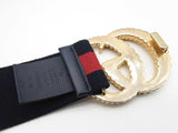 Gucci 524101 Gg Buckle Blue Red Web Elastic Nylon Belt Size 95/38 Do0726oxzde