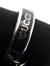 Gucci Chain Logo Ring In Sterling Silver & Black Enamel 8.4 Grams Size 22 / Us 10 Fw0626cxdu