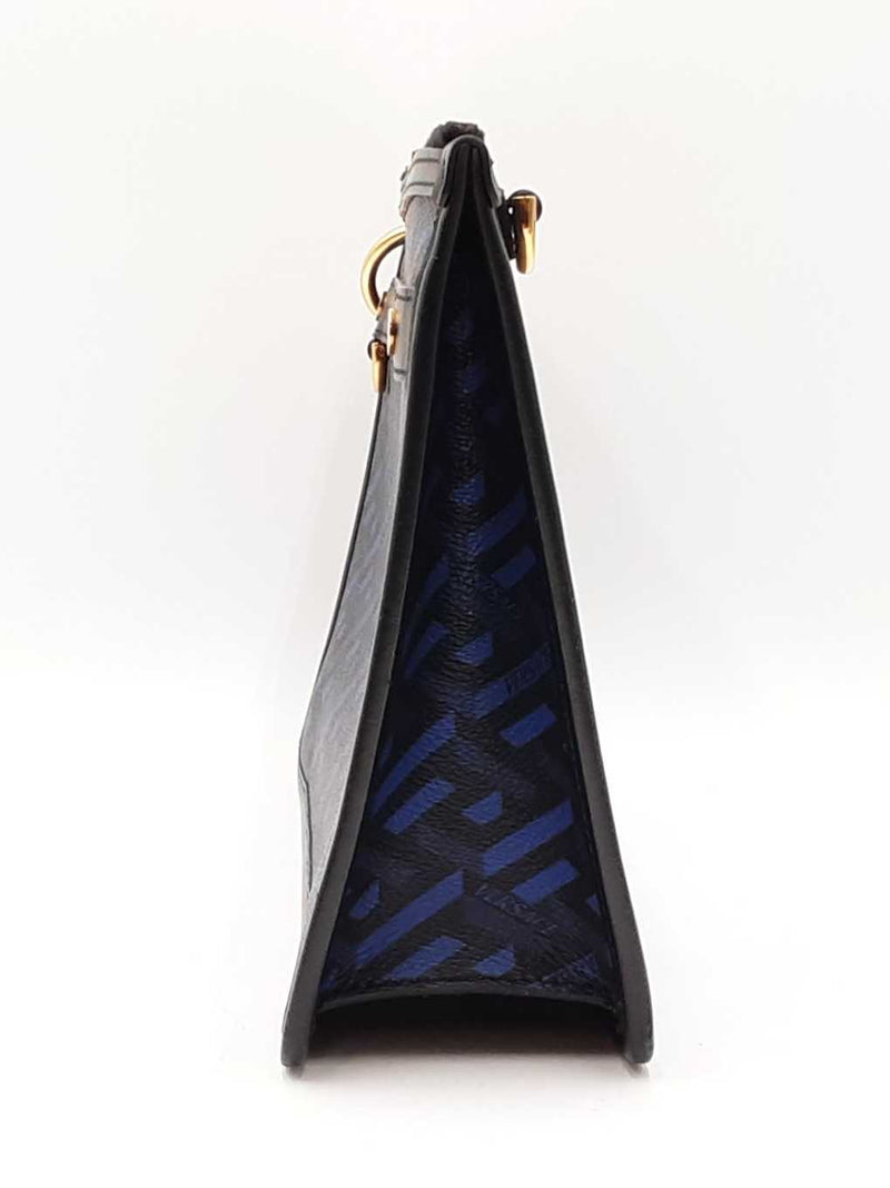 Versace La Greca Signature Coated Canvas Black & Blue Crossbody Bag Fw0725ozxdu