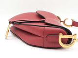 Christian Dior Medium Saddle Bag In Red Grained Leather Fw0126lzxzdu