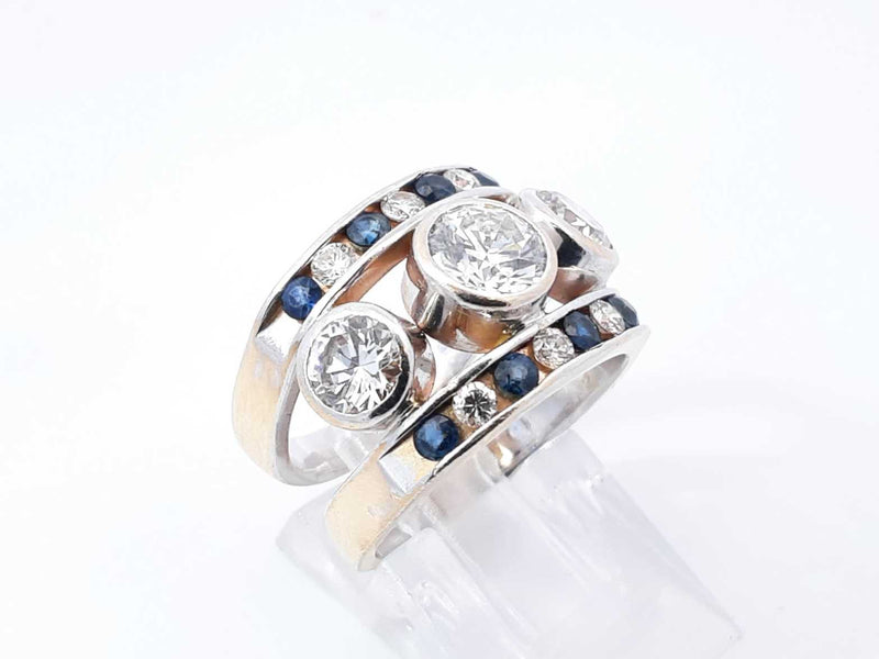 2.08 Cttw Diamond & Topaz Ring In 14k White Gold 8.9 Grams Size 5 Fw1124wwxzdu
