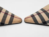 Burberry Nova Check Kitten Heel Mules In Cotton Canvas Size 36.5 Fw1225wxdu