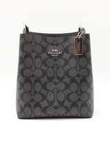 Coach Small Town Bucket Bag In Gray & Black Signature C Coated Canvas Fw0726rzdu
