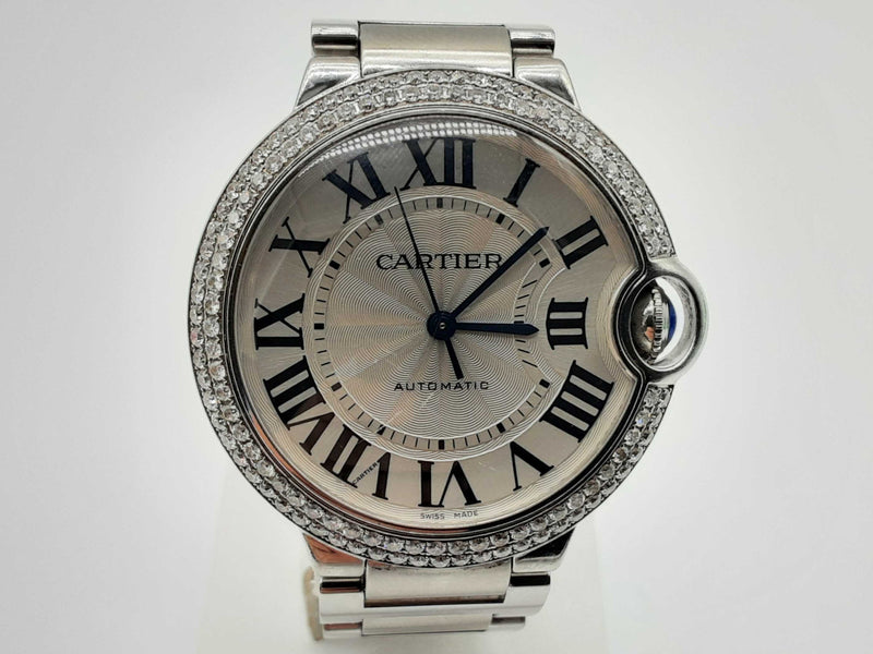 Cartier 3284 38mm Ballon Bleu Aftermarket Diamond Bezel Stainless Steel Automatic Watch Do0125wcxzde