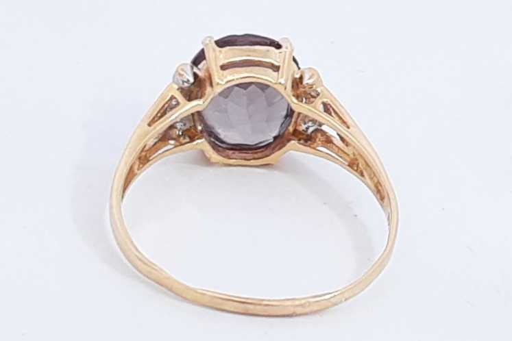 Purple Gemstone & Diamond Ring In 18k Yellow Gold 4 Grams Size 12 Eb0824lrxsa