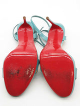 Christian Louboutin Loubi Queen Blue Patent Leather Heels Size 38 Eb0326oorde