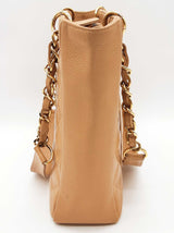 Chanel Tan Quilted Caviar Leather Shopping Tote Shoulder Bag Do0626crxde
