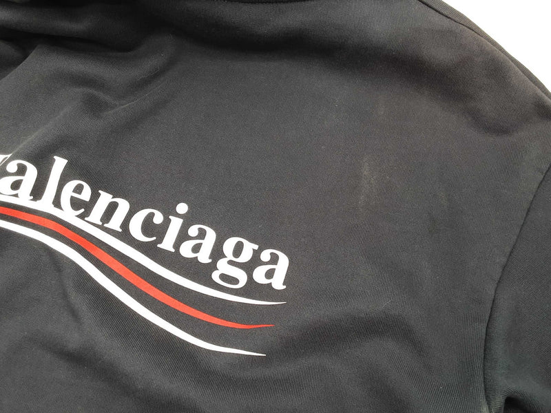 Balenciaga Campaign Logo Navy Blue Cotton Pullover Hoodie Size Xs Do0325oxzde