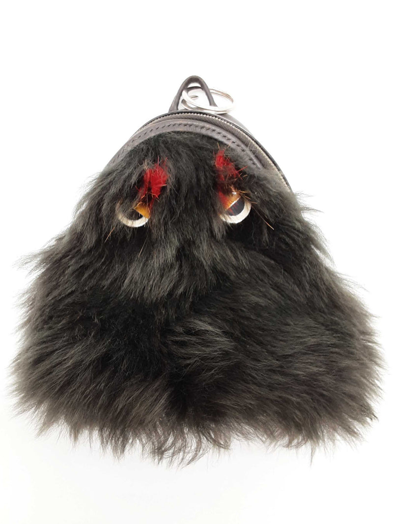 Fendi Monster Gray Leather Faux Fur Mini Backpack Pouch Bag Charm Do0925lrxde