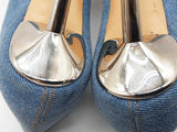 Philip Plein Destroyed Decollete Blue Denim Skull Heels Size Eu 39 Do0426crde