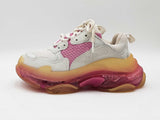Balenciaga Triple S Trainers In White & Pink Leather & Mesh Size 6 Fw0425lxzdu