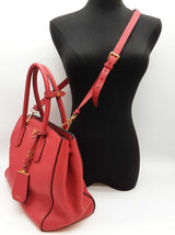 Prada 2 Way Red Vitello Daino Leather Tote Bag Do0725porde
