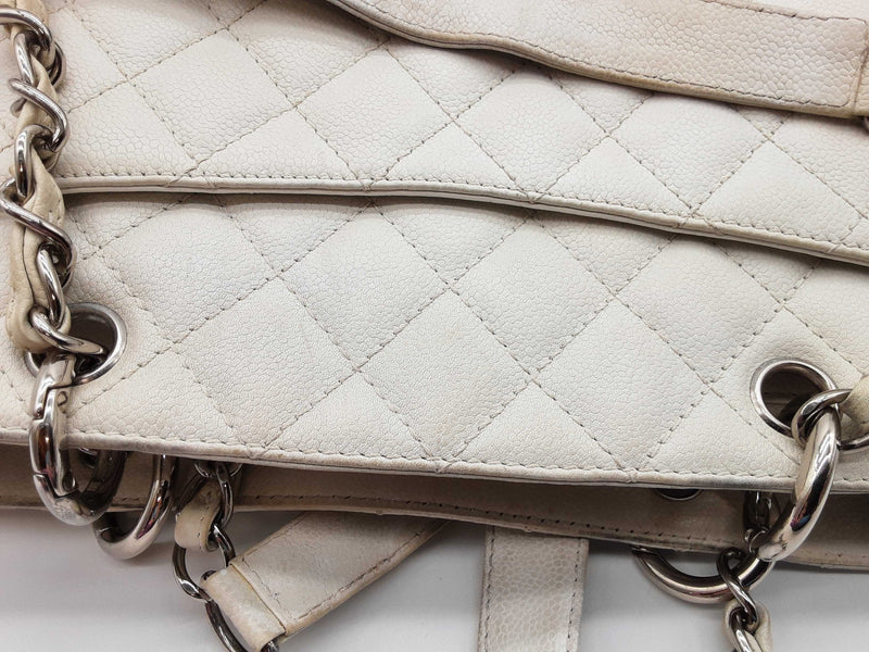 Chanel White Quilted Caviar Leather Shopping Tote Bag Do0725lcxzde