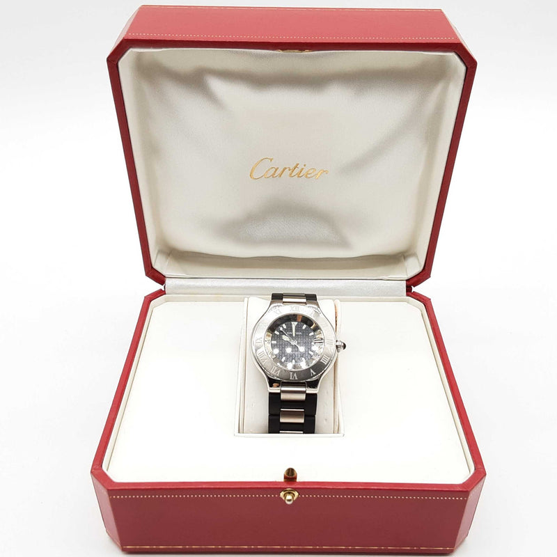 Cartier Stainless Steel Autoscaph 21 Watch 37mm 7.5in 63g Lh0924sxzde