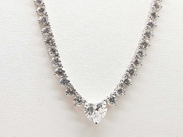 18k White Gold Lab Created Diamond Tennis Necklace Do1223irxzde