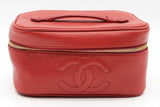 Chanel Red Caviar Leather Vanity Case Eb1225prxde