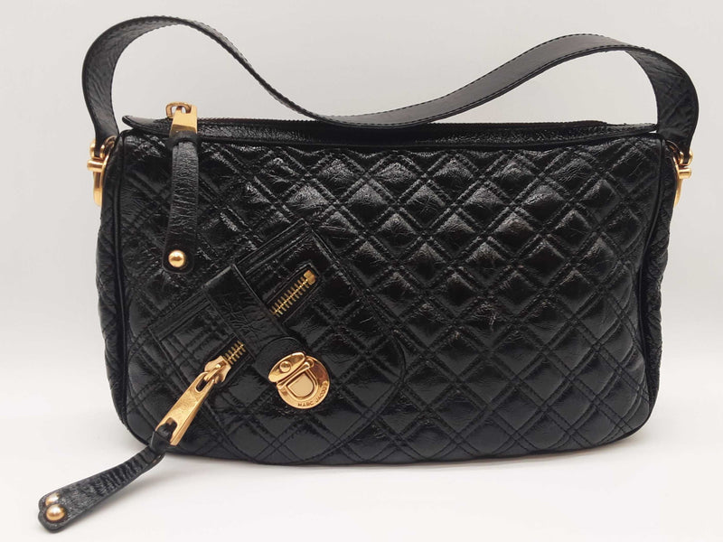 Marc Jacobs Ursula Black Quilted Patent Leather Hobo Bag Do0925rxde