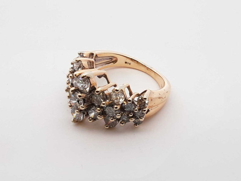 3.43 Cttw Diamond & 14k Yellow Gold Waterfall Ring 7.1 Grams Size 6 Fw0825scrdu