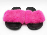 Givenchy Pink Mink Fur Black Rubber Slides Size Eu 36/ Us 6 W Do0526rxde